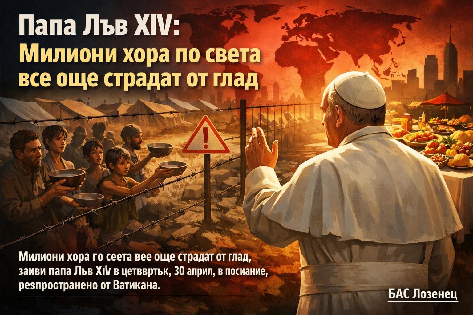 Папа Лъв XIV: Милиони хора по света все още страдат от глад