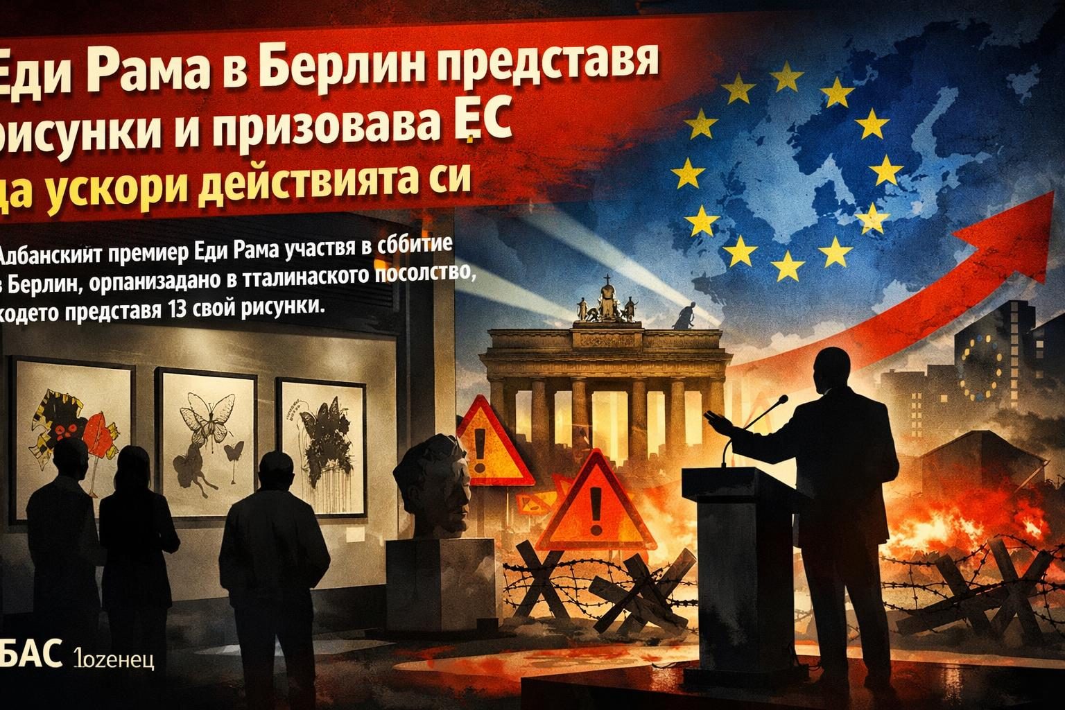 Еди Рама в Берлин представя рисунки и призовава ЕС да ускори действията си