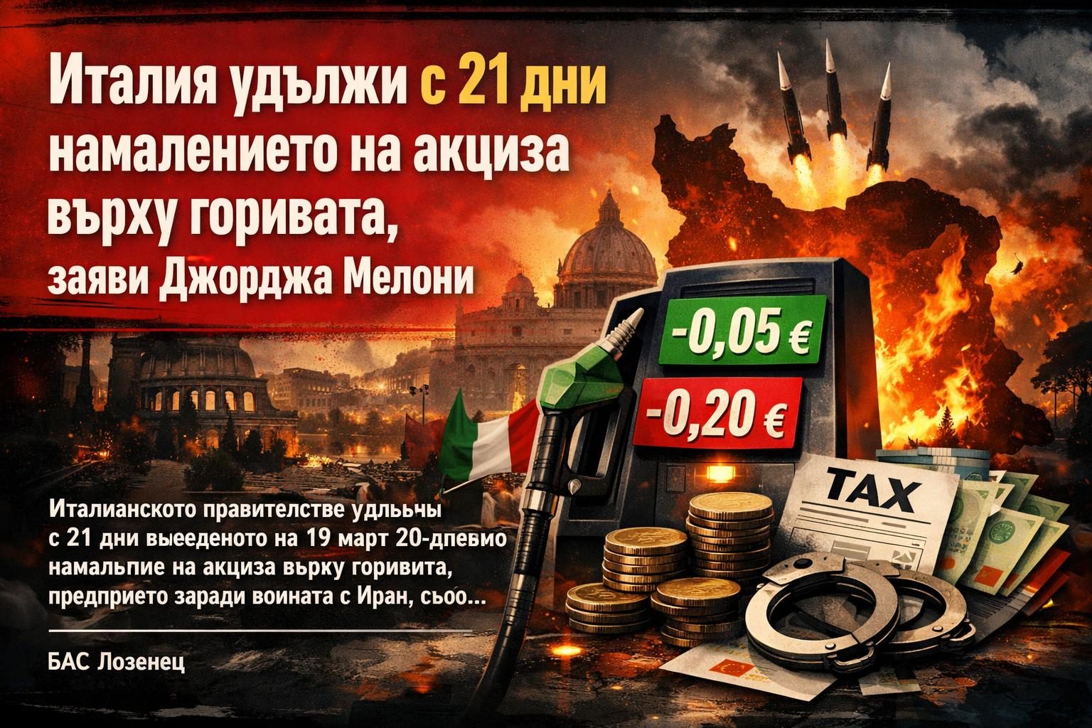 Италия удължи с 21 дни намалението на акциза върху горивата, заяви Джорджа Мелони