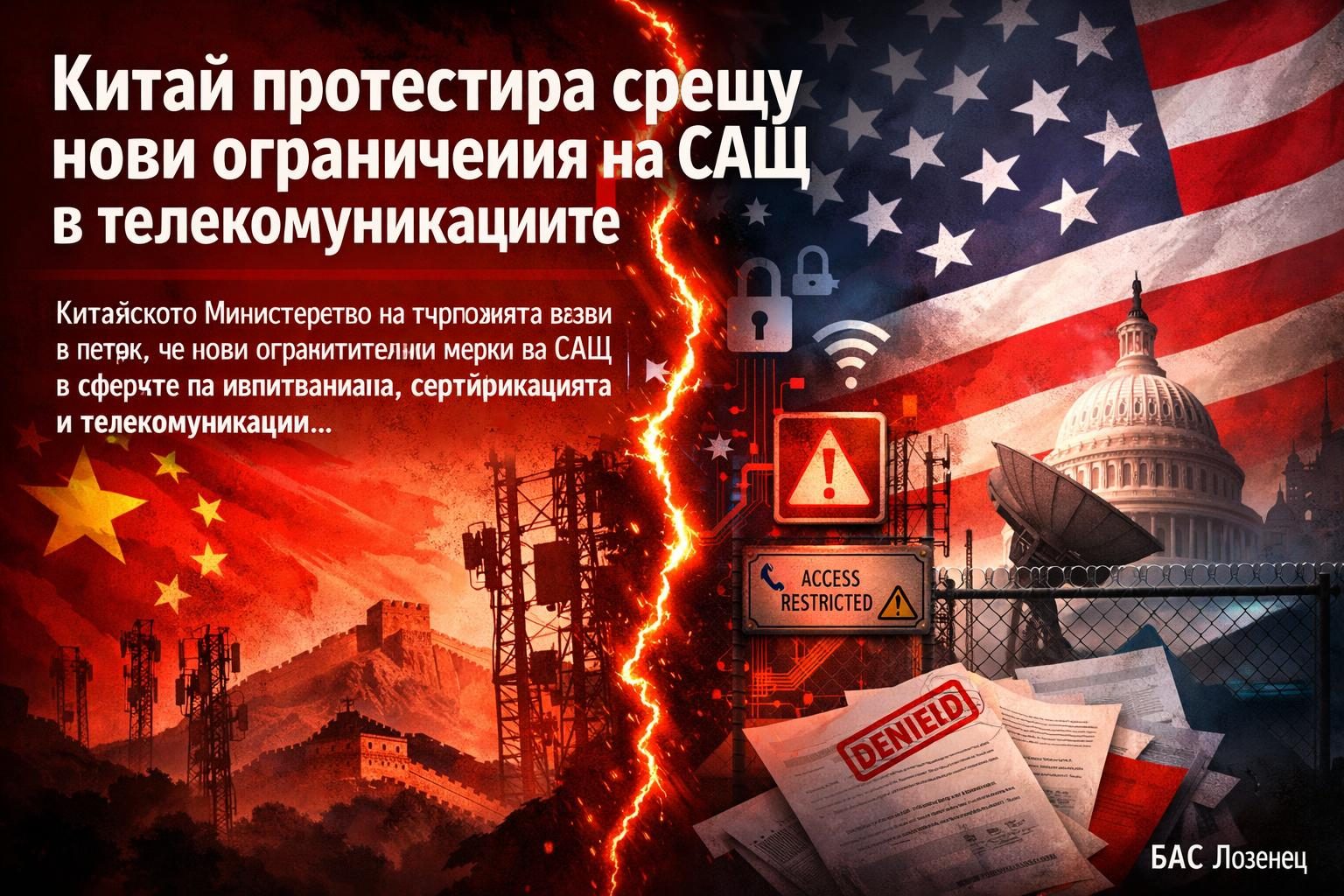 Китай протестира срещу нови ограничения на САЩ в телекомуникациите