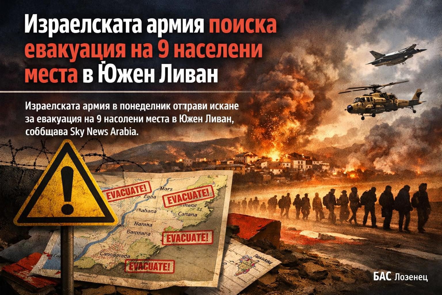 Израелската армия поиска евакуация на 9 населени места в Южен Ливан