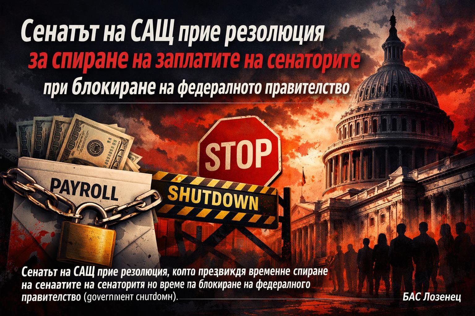 Сенатът на САЩ прие резолюция за спиране на заплатите на сенаторите при блокиране на федералното правителство