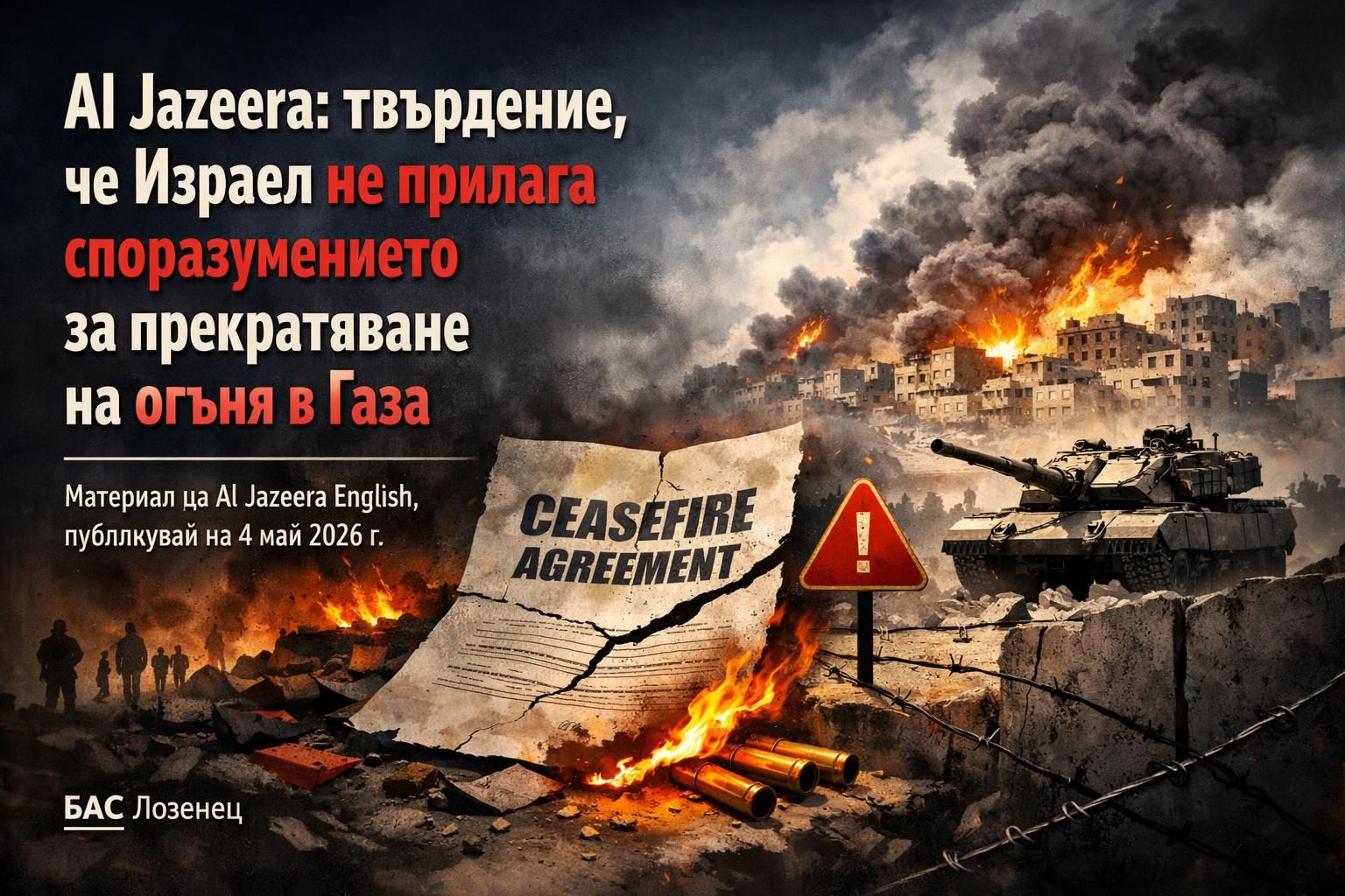 Al Jazeera: твърдение, че Израел не прилага споразумението за прекратяване на огъня в Газа