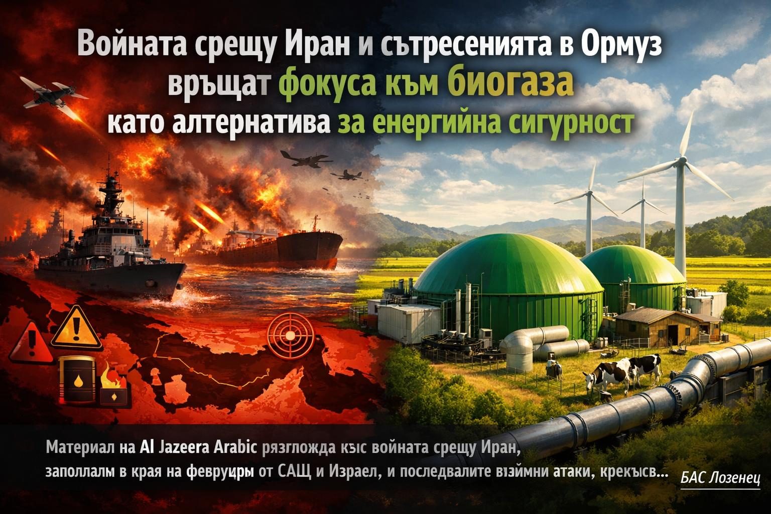 Войната срещу Иран и сътресенията в Ормуз връщат фокуса към биогаза като алтернатива за енергийна сигурност