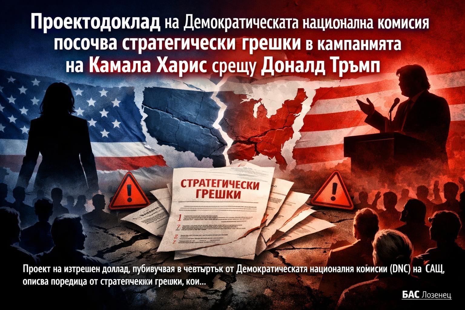 Проектодоклад на Демократическата национална комисия посочва стратегически грешки в кампанията на Камала Харис срещу Доналд Тръмп