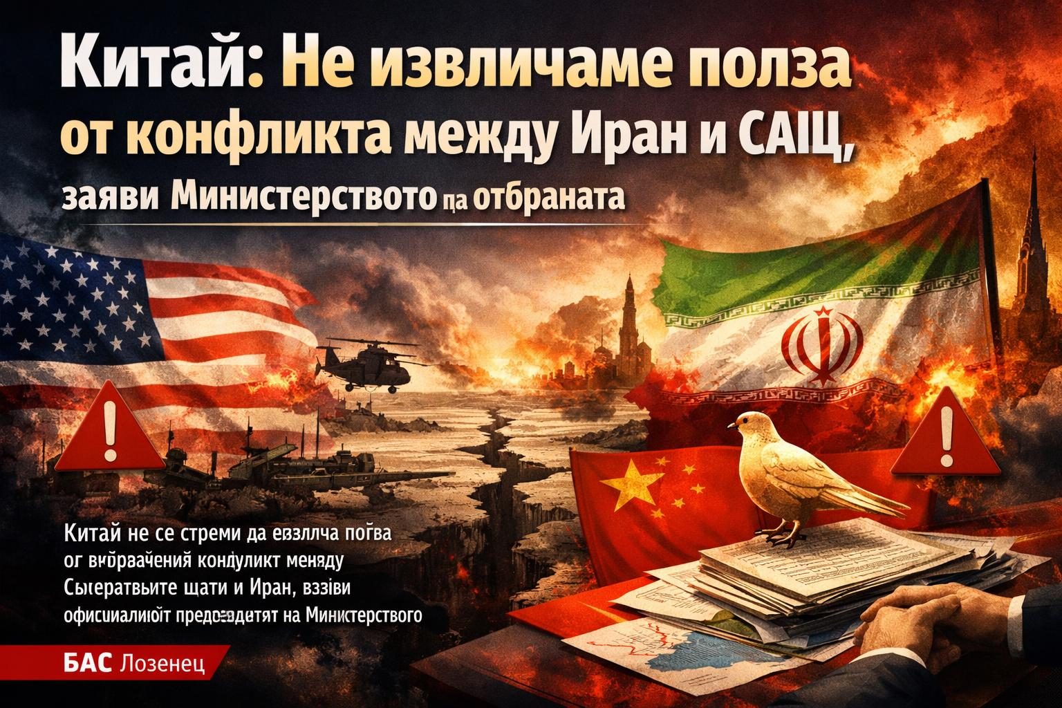 Китай: Не извличаме полза от конфликта между Иран и САЩ, заяви Министерството на отбраната
