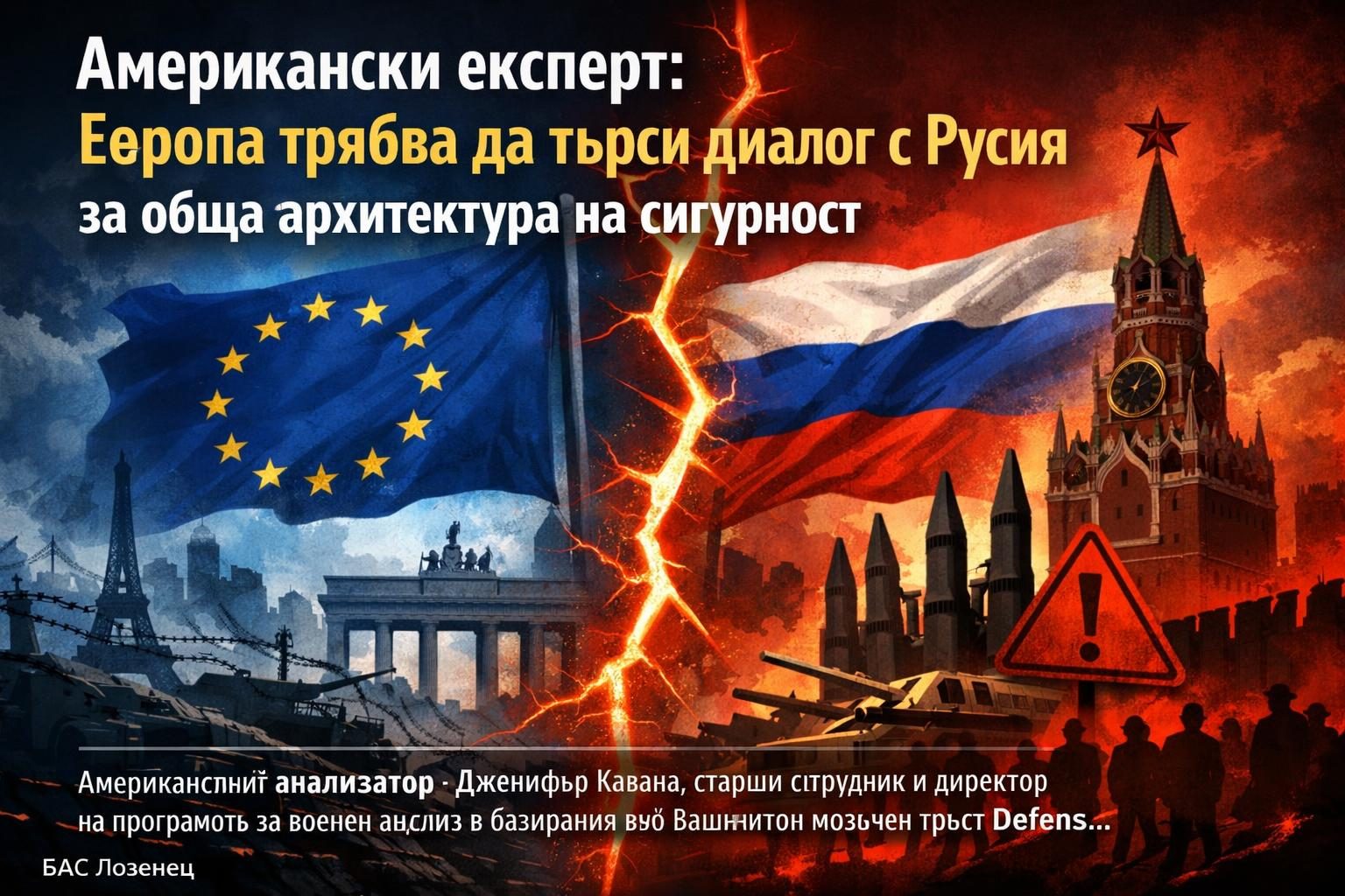 Американски експерт: Европа трябва да търси диалог с Русия за обща архитектура на сигурност