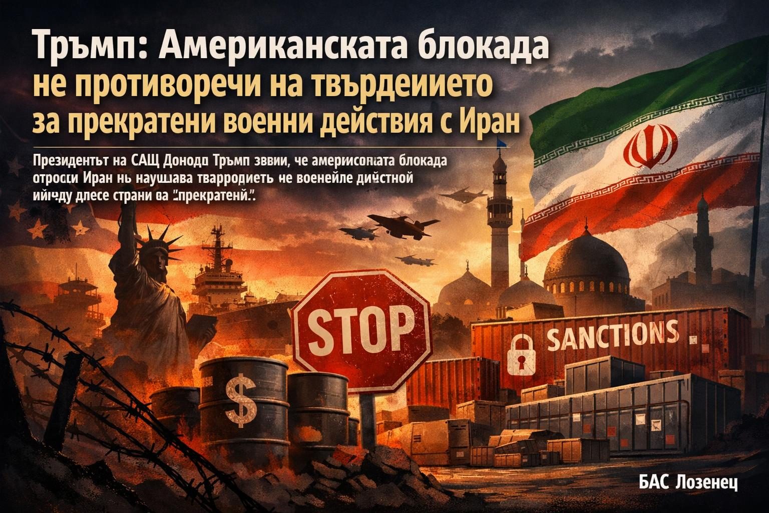 Тръмп: Американската блокада не противоречи на твърдението за прекратени военни действия с Иран