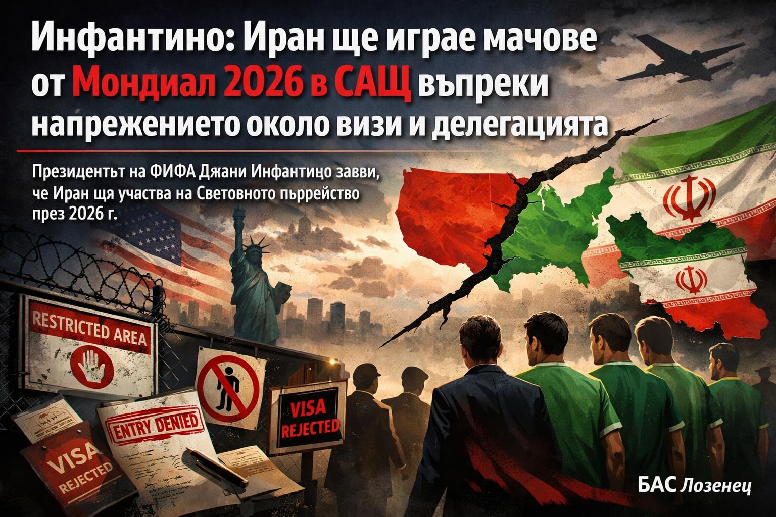 Инфантино: Иран ще играе мачове от Мондиал 2026 в САЩ въпреки напрежението около визи и делегацията