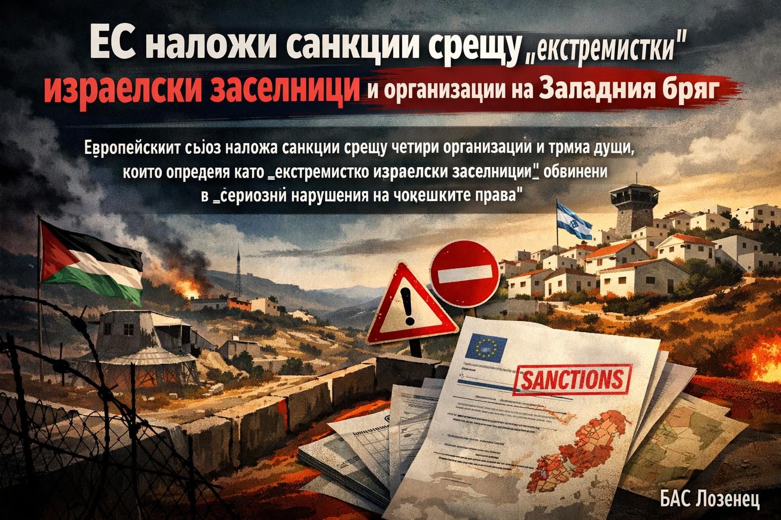 ЕС наложи санкции срещу „екстремистки“ израелски заселници и организации на Западния бряг