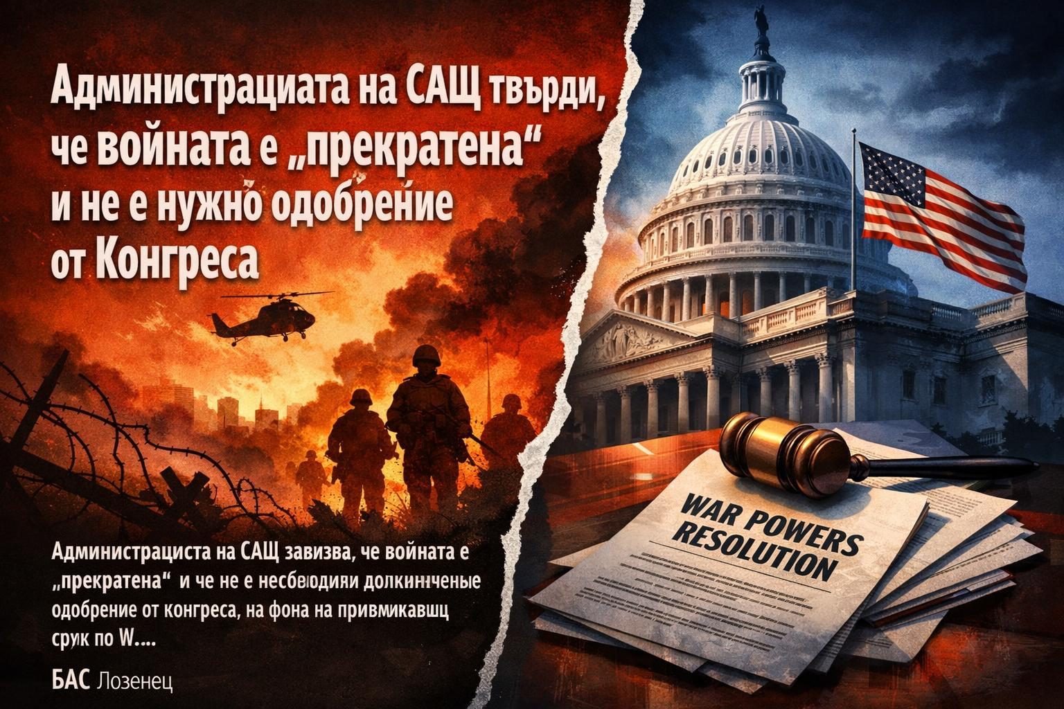 Администрацията на САЩ твърди, че войната е „прекратена“ и не е нужно одобрение от Конгреса
