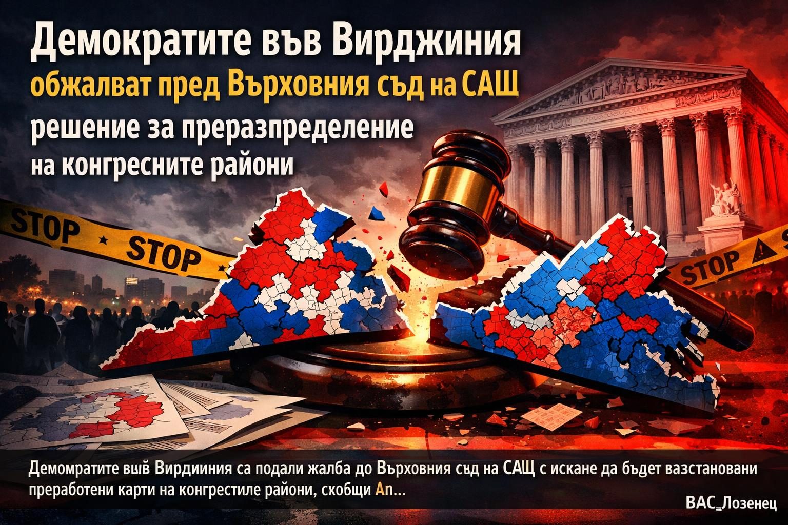 Демократите във Вирджиния обжалват пред Върховния съд на САЩ решение за преразпределение на конгресните райони