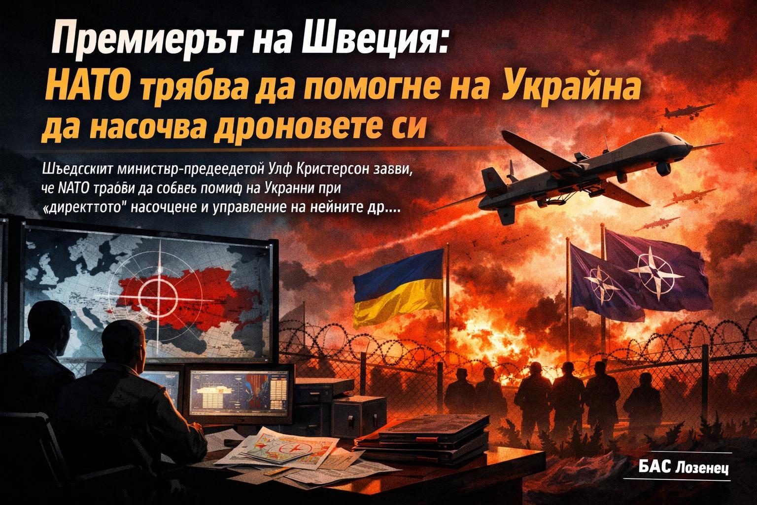 Премиерът на Швеция: НАТО трябва да помогне на Украйна да насочва дроновете си