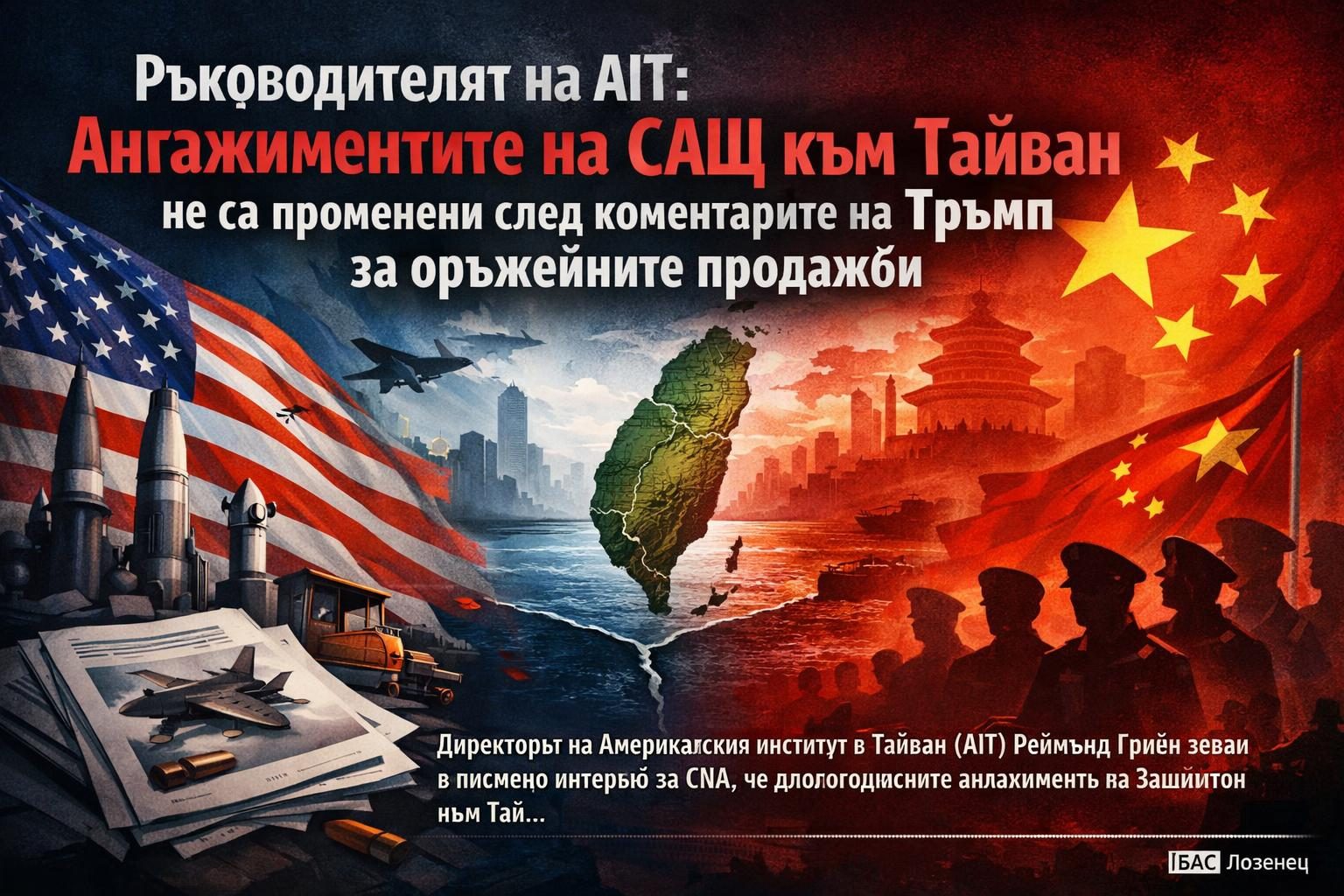 Ръководителят на AIT: Ангажиментите на САЩ към Тайван не са променени след коментарите на Тръмп за оръжейните продажби