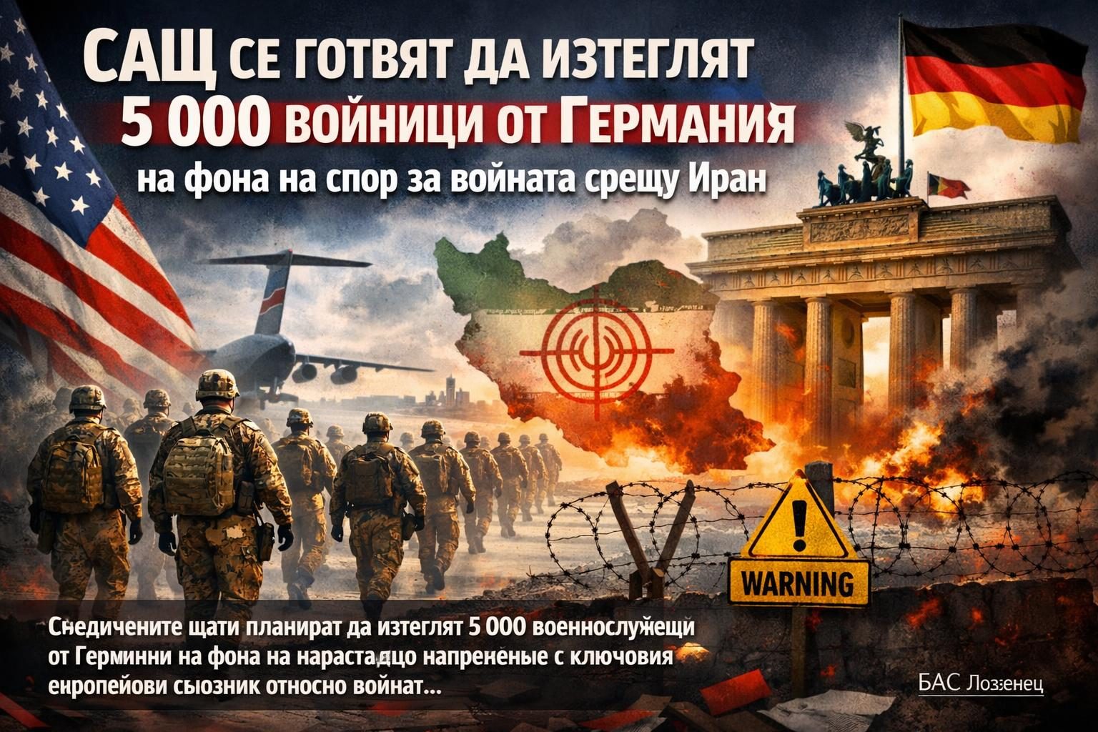 САЩ се готвят да изтеглят 5 000 войници от Германия на фона на спор за войната срещу Иран