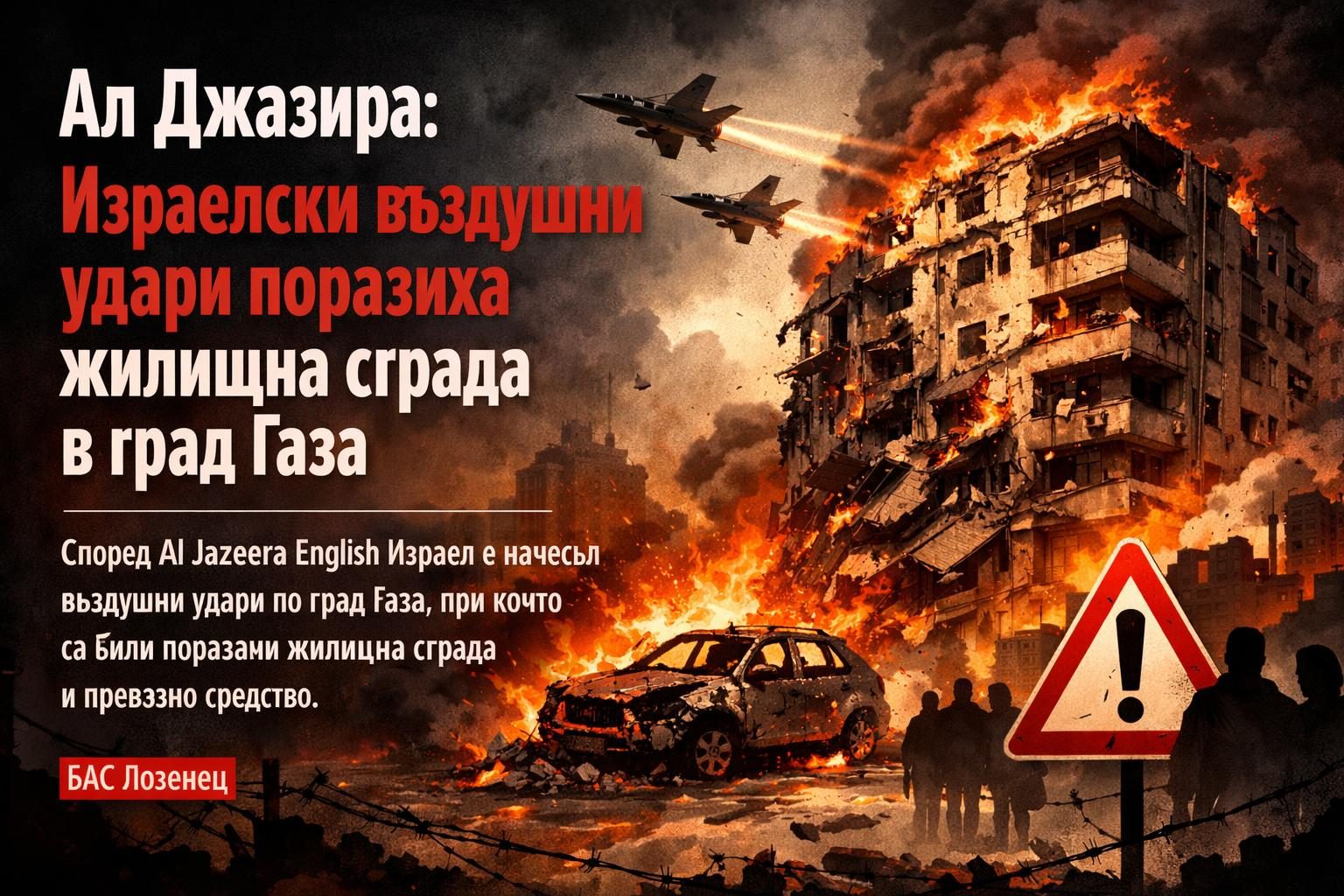 Ал Джазира: Израелски въздушни удари поразиха жилищна сграда в град Газа