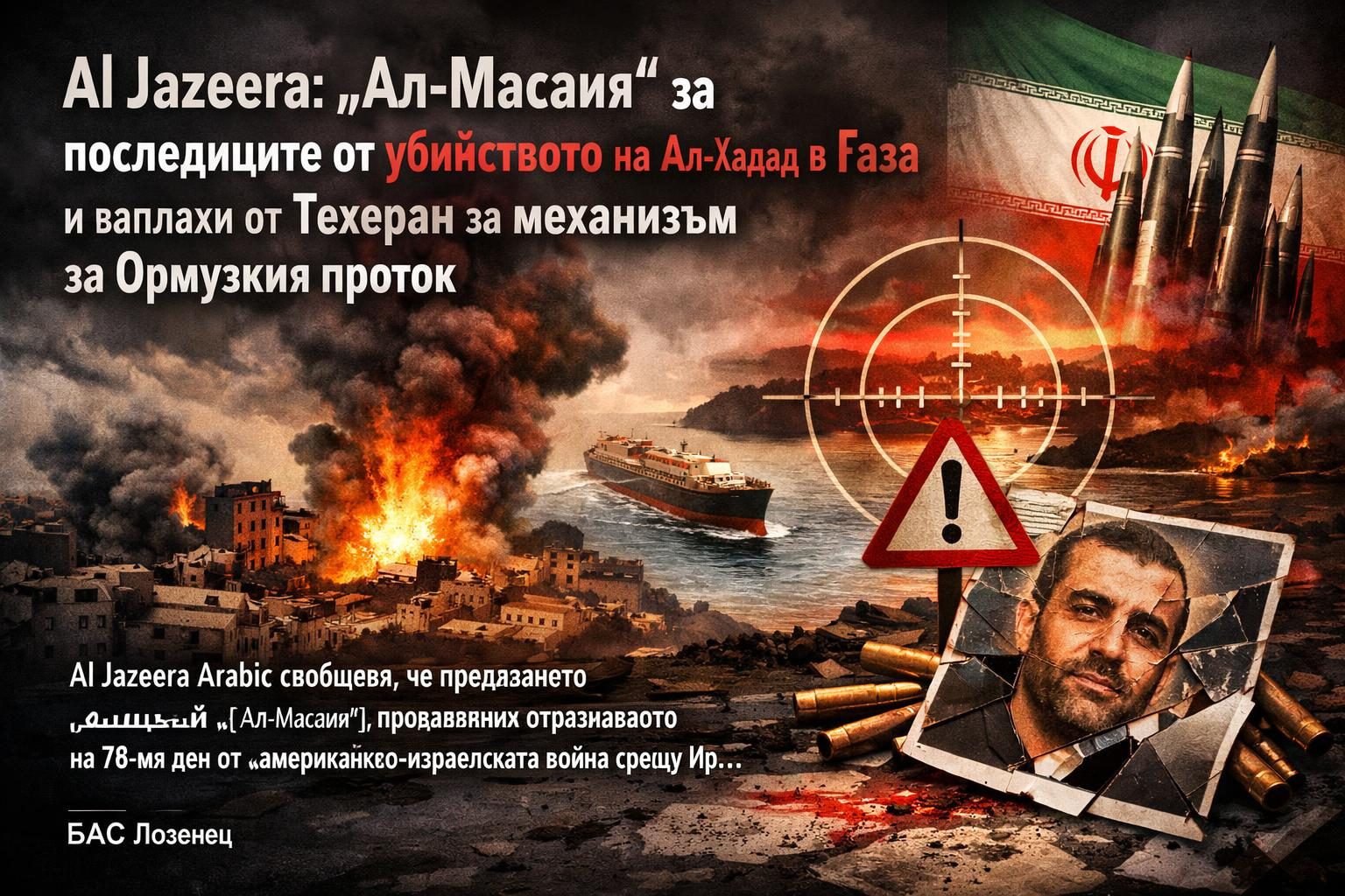 Al Jazeera: „Ал-Масаия“ за последиците от убийството на Ал-Хадад в Газа и заплахи от Техеран за механизъм за Ормузкия проток