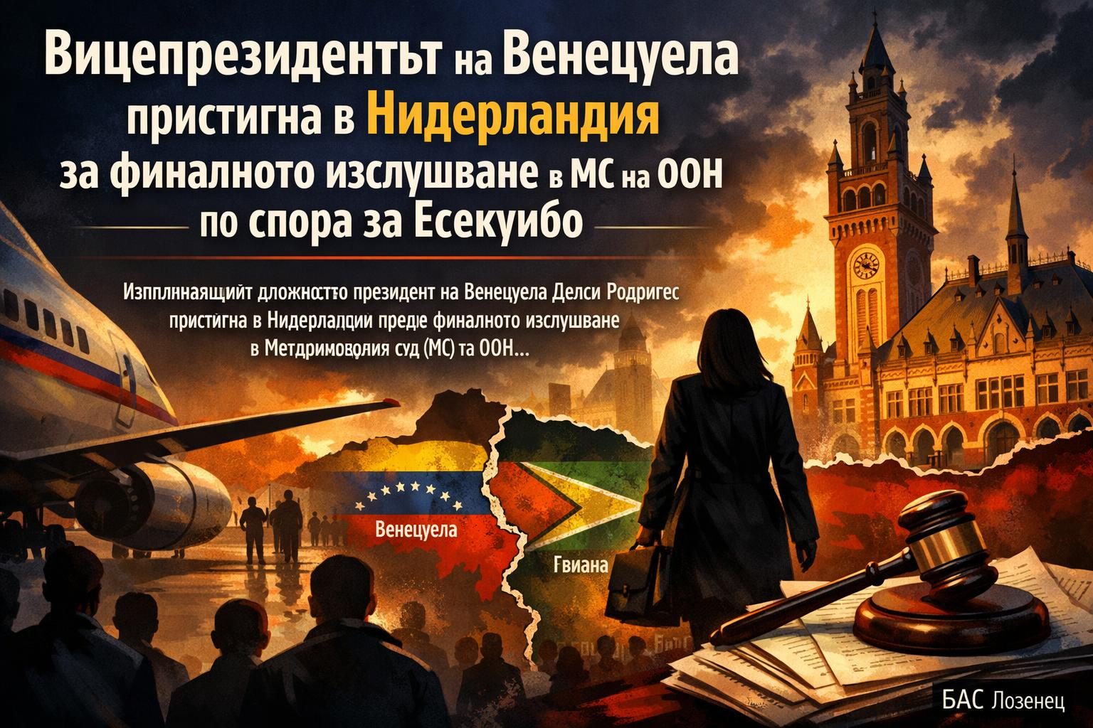 Вицепрезидентът на Венецуела пристигна в Нидерландия за финалното изслушване в МС на ООН по спора за Есекуибо