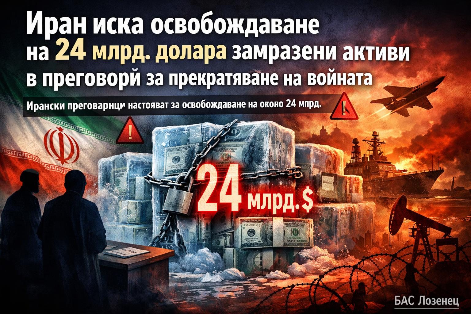 Иран иска освобождаване на 24 млрд. долара замразени активи в преговори за прекратяване на войната