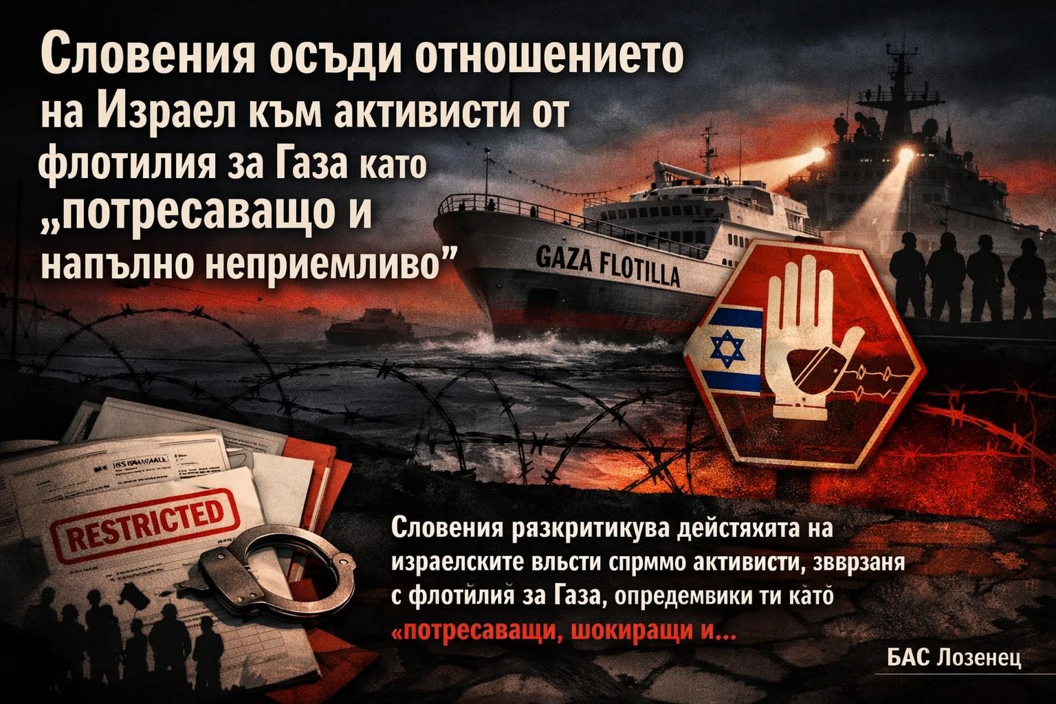 Словения осъди отношението на Израел към активисти от флотилия за Газа като „потресаващо и напълно неприемливо“