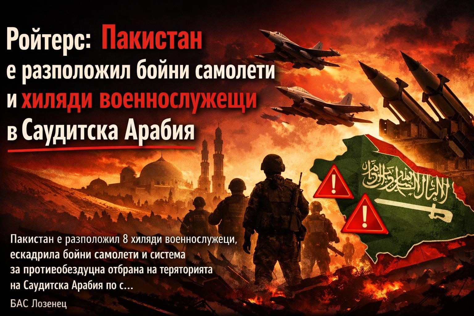 Ройтерс: Пакистан е разположил бойни самолети и хиляди военнослужещи в Саудитска Арабия