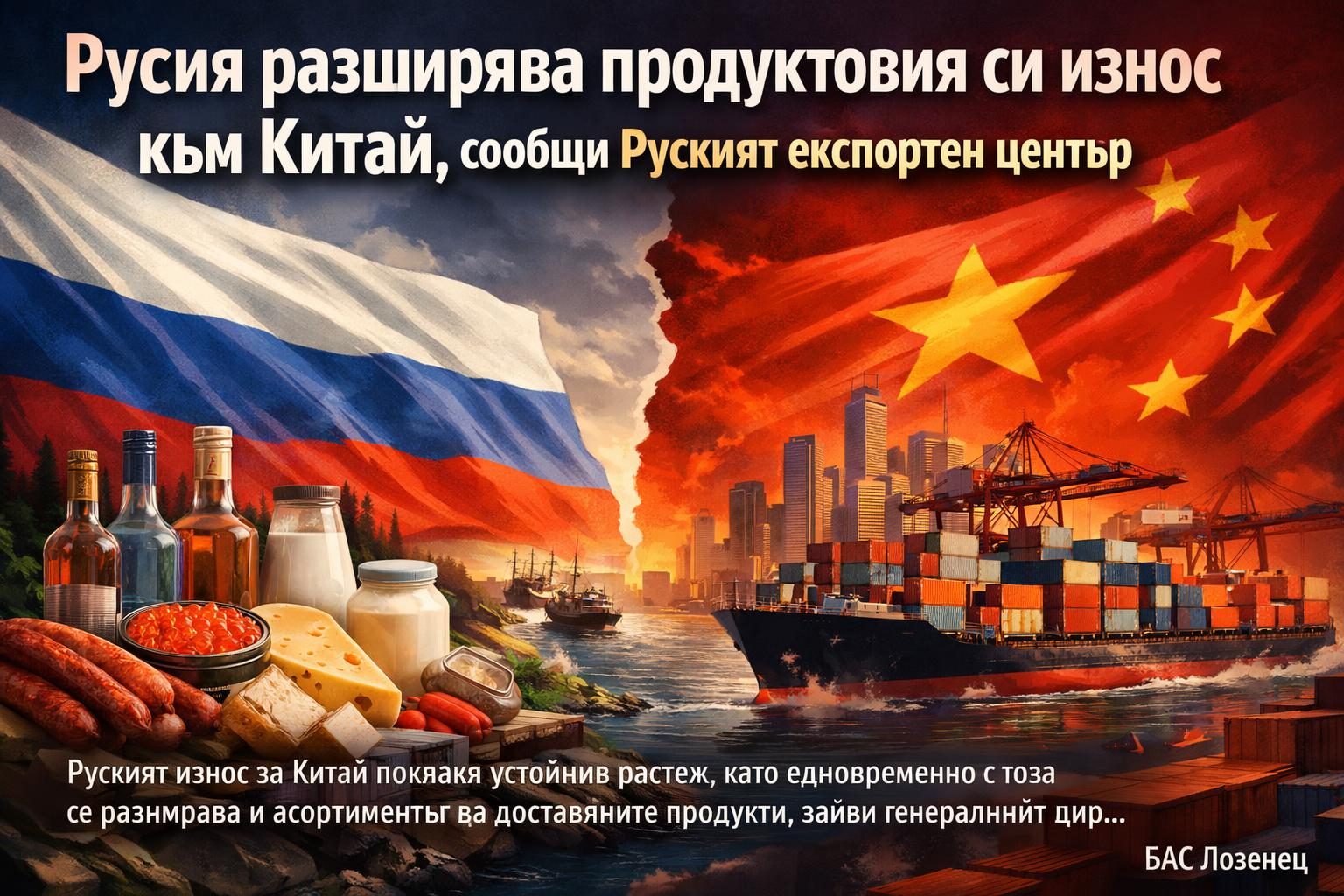 Русия разширява продуктовия си износ към Китай, съобщи Руският експортен център
