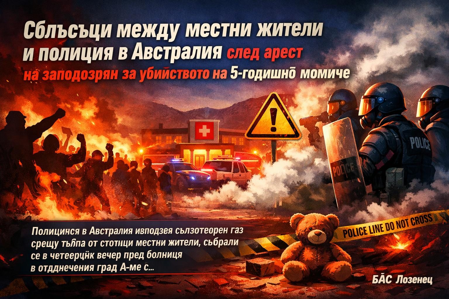 Сблъсъци между местни жители и полиция в Австралия след арест на заподозрян за убийството на 5-годишно момиче
