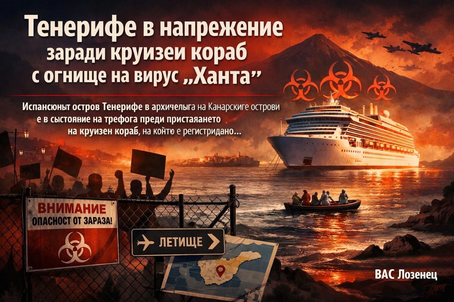 Тенерифе в напрежение заради круизен кораб с огнище на вирус „Ханта“