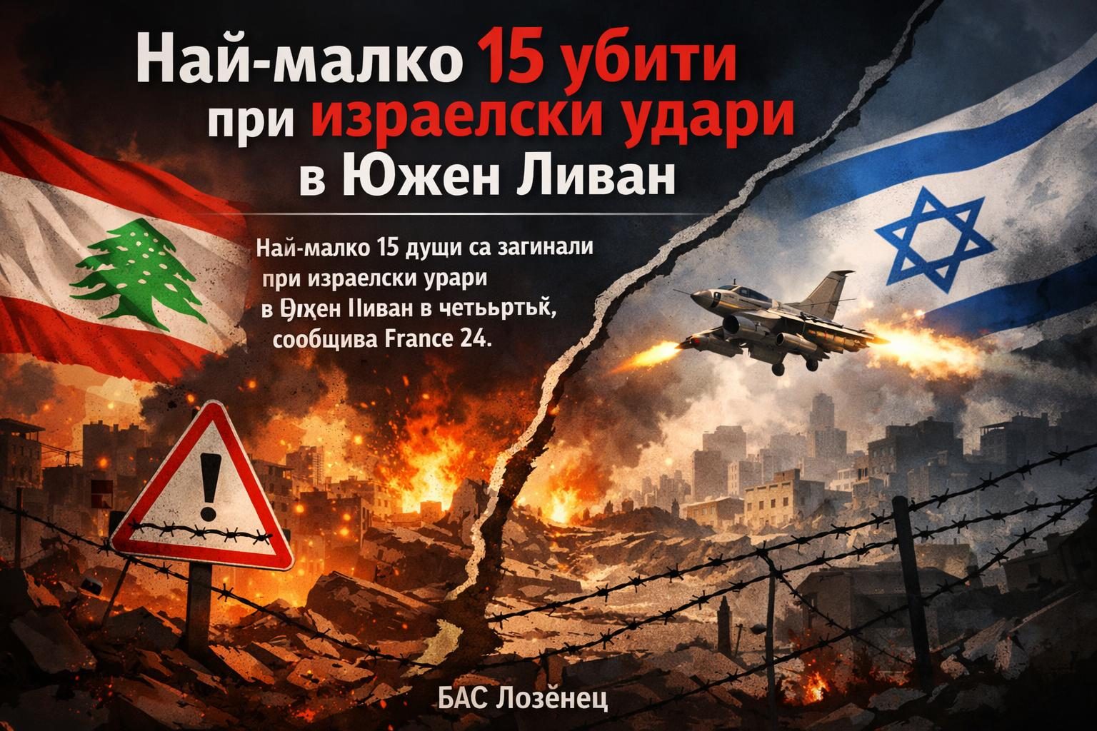 Най-малко 15 убити при израелски удари в Южен Ливан