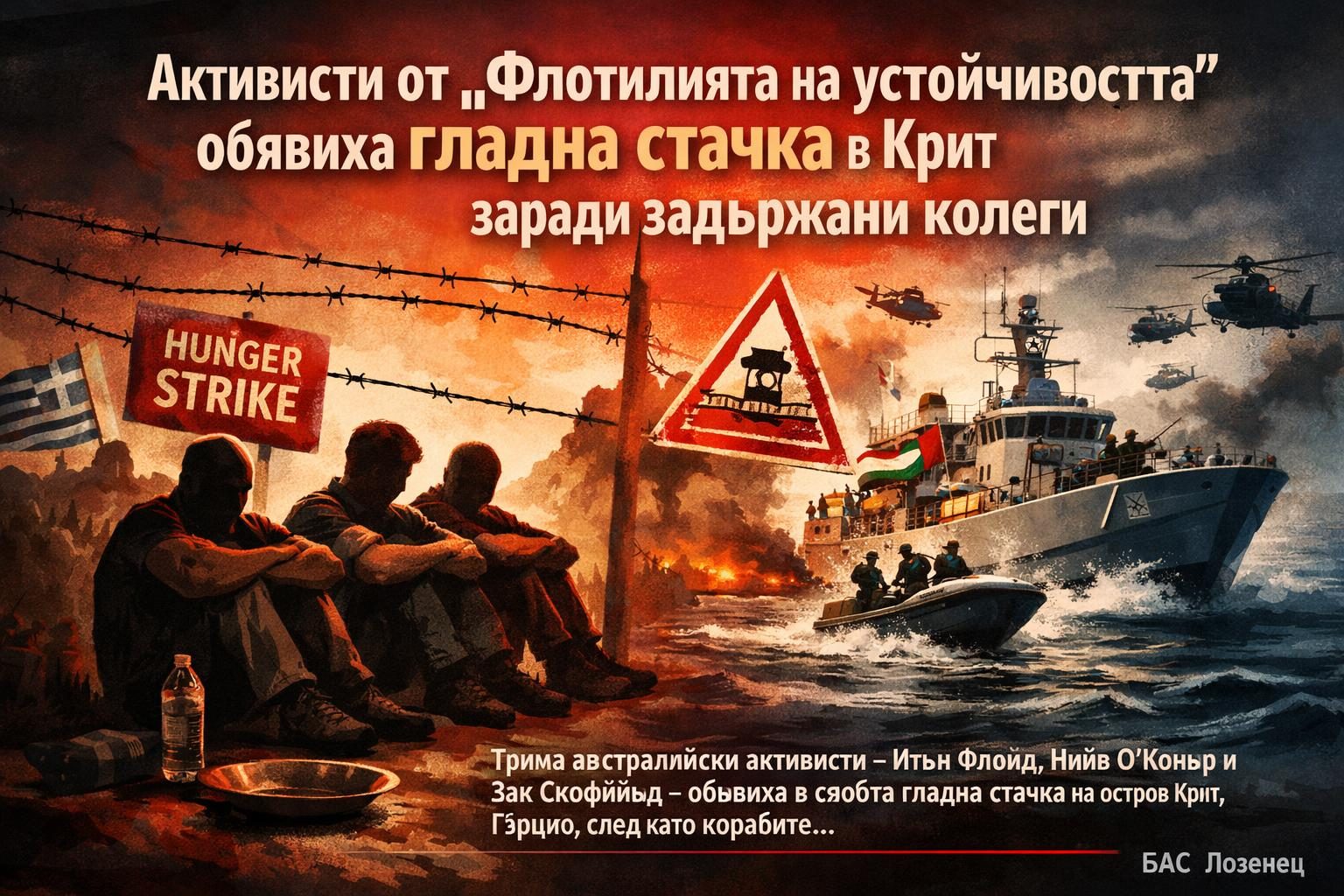 Активисти от „Флотилията на устойчивостта“ обявиха гладна стачка в Крит заради задържани колеги