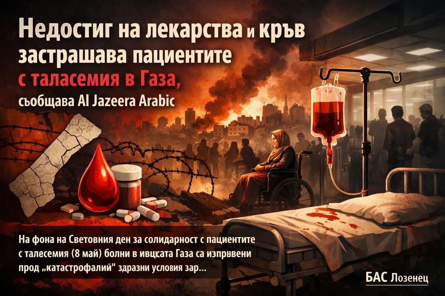 Недостиг на лекарства и кръв застрашава пациентите с таласемия в Газа, съобщава Al Jazeera Arabic