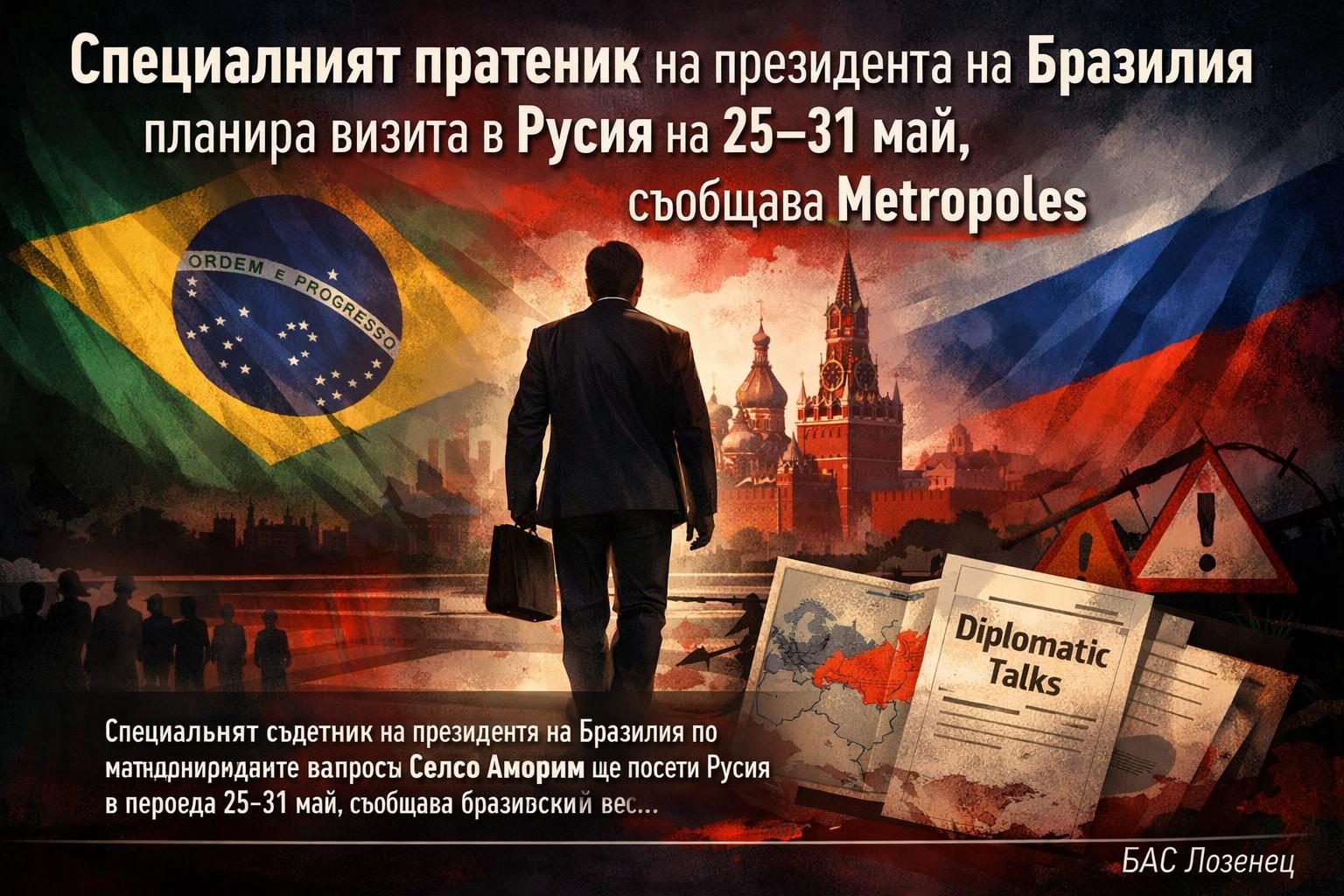 Специалният пратеник на президента на Бразилия планира визита в Русия на 25–31 май, съобщава Metropoles