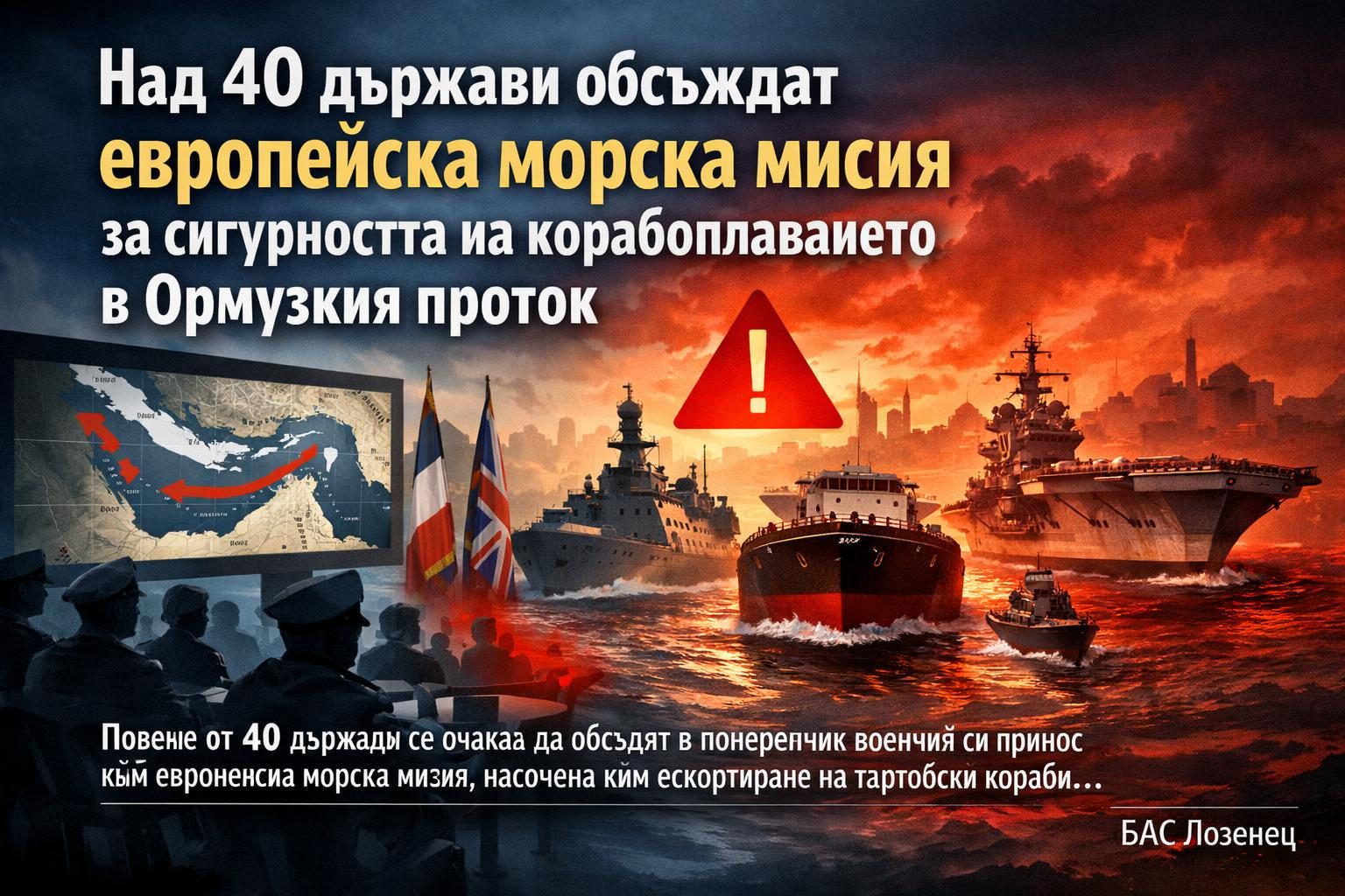 Над 40 държави обсъждат европейска морска мисия за сигурността на корабоплаването в Ормузкия проток