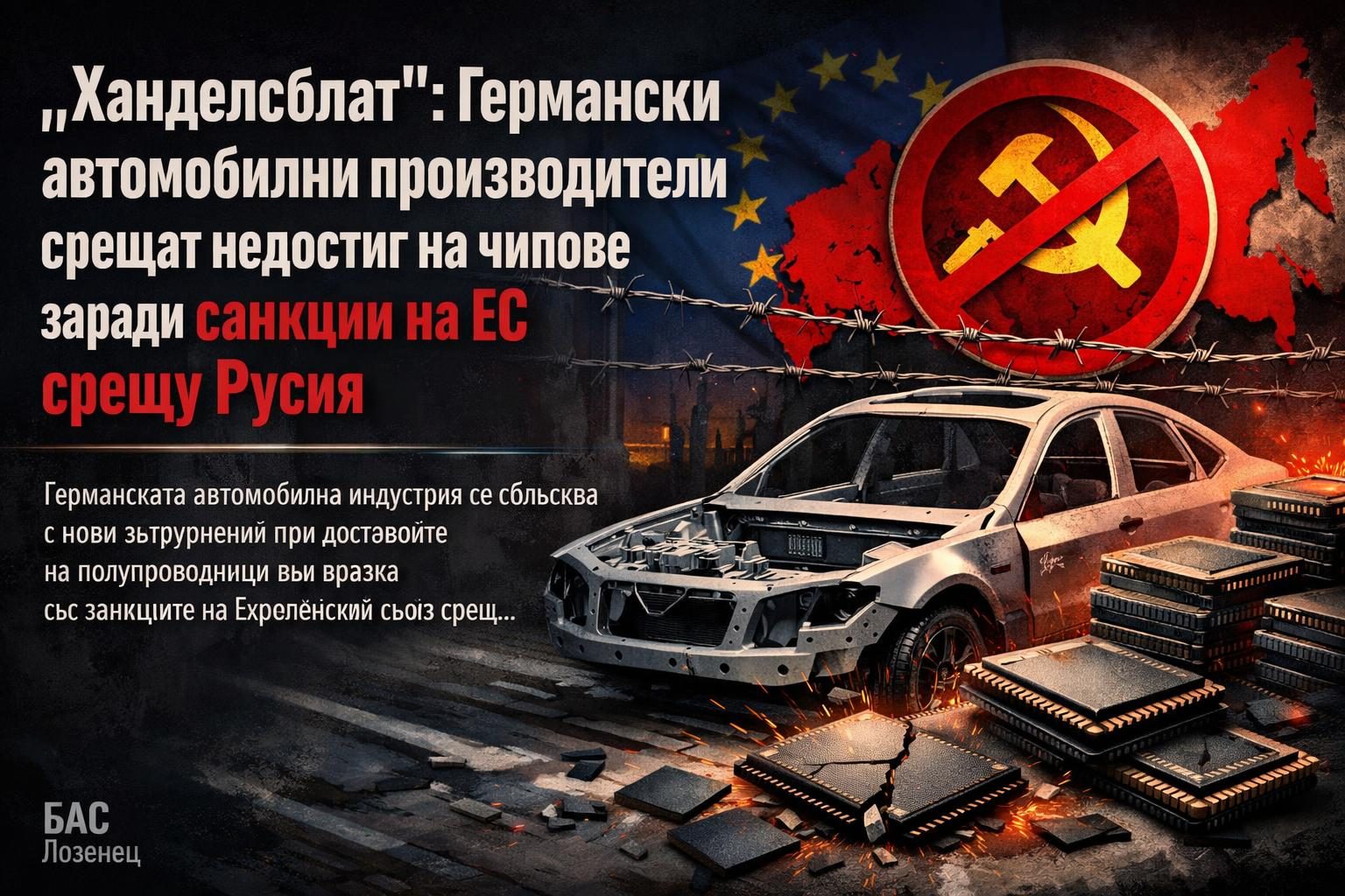 „Ханделсблат“: Германски автомобилни производители срещат недостиг на чипове заради санкции на ЕС срещу Русия