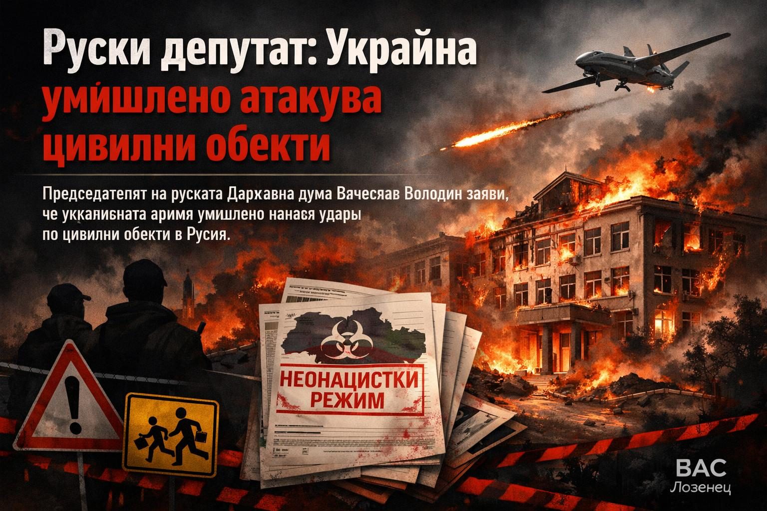 Руски депутат: Украйна умишлено атакува цивилни обекти