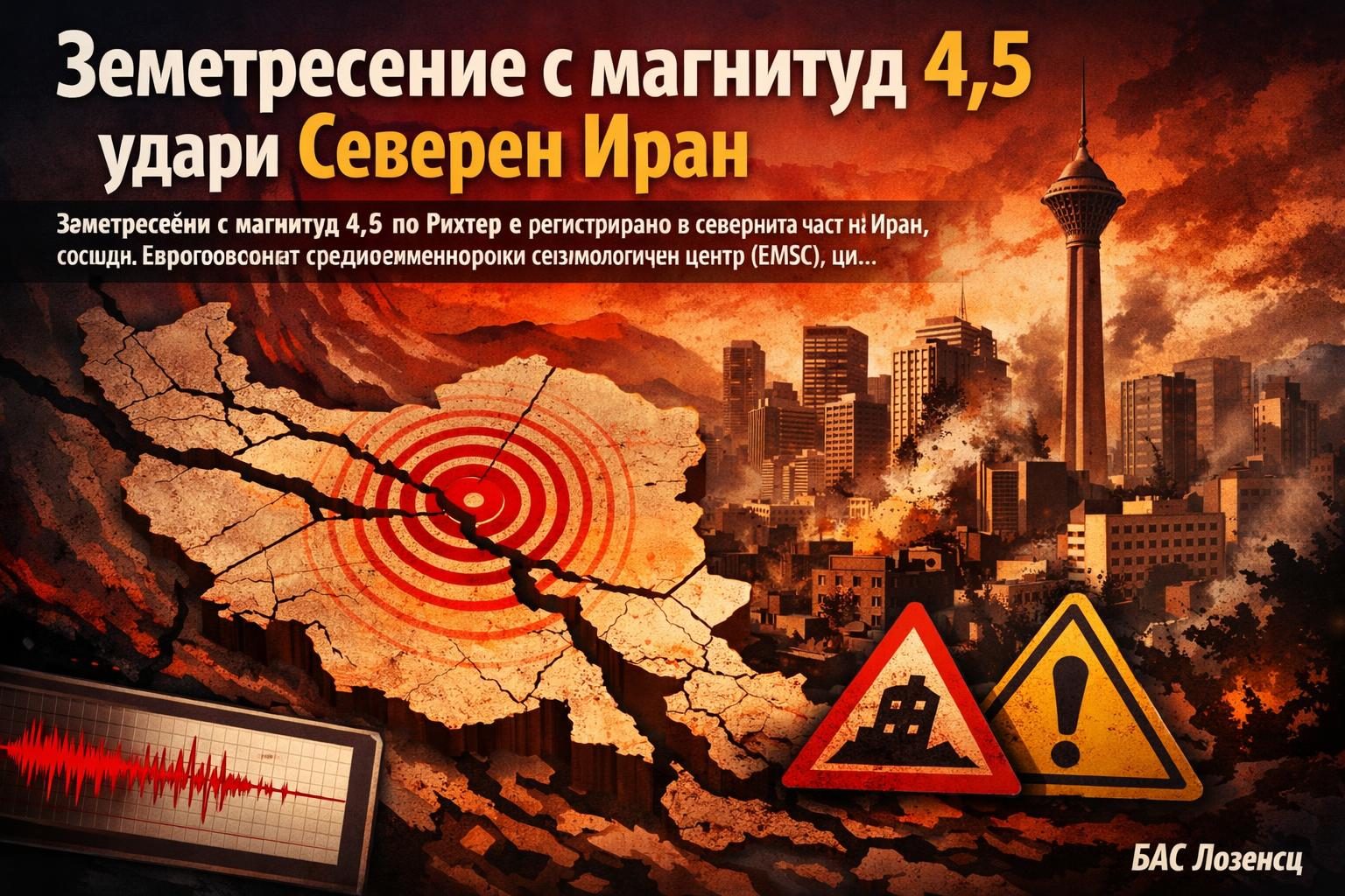 Земетресение с магнитуд 4,5 удари Северен Иран
