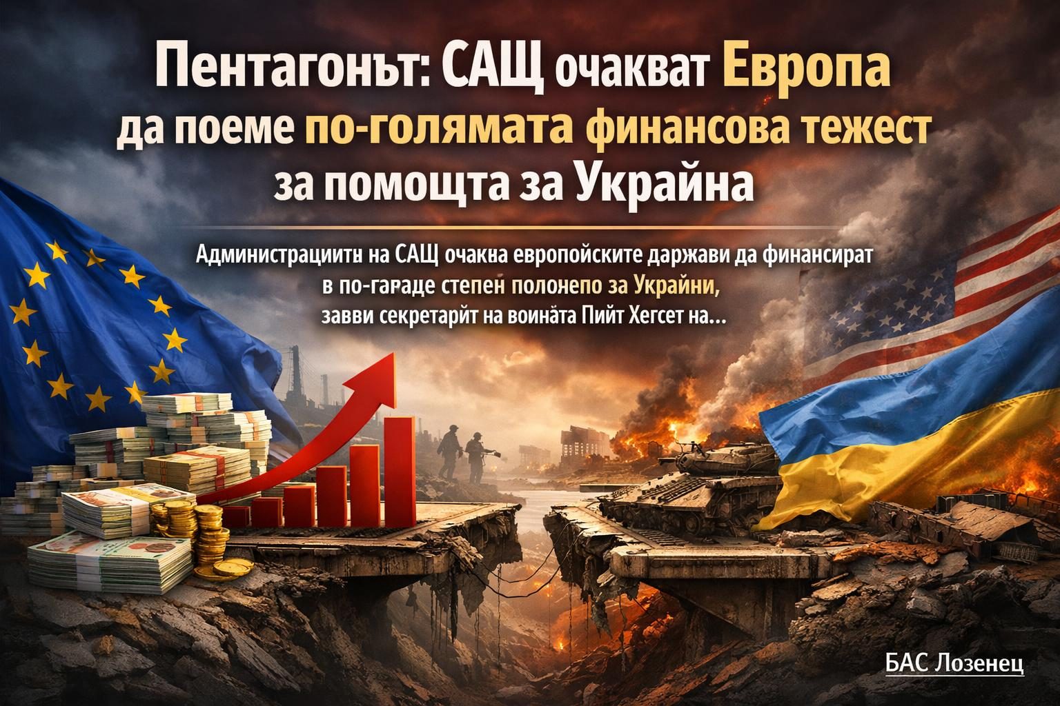 Пентагонът: САЩ очакват Европа да поеме по-голямата финансова тежест за помощта за Украйна