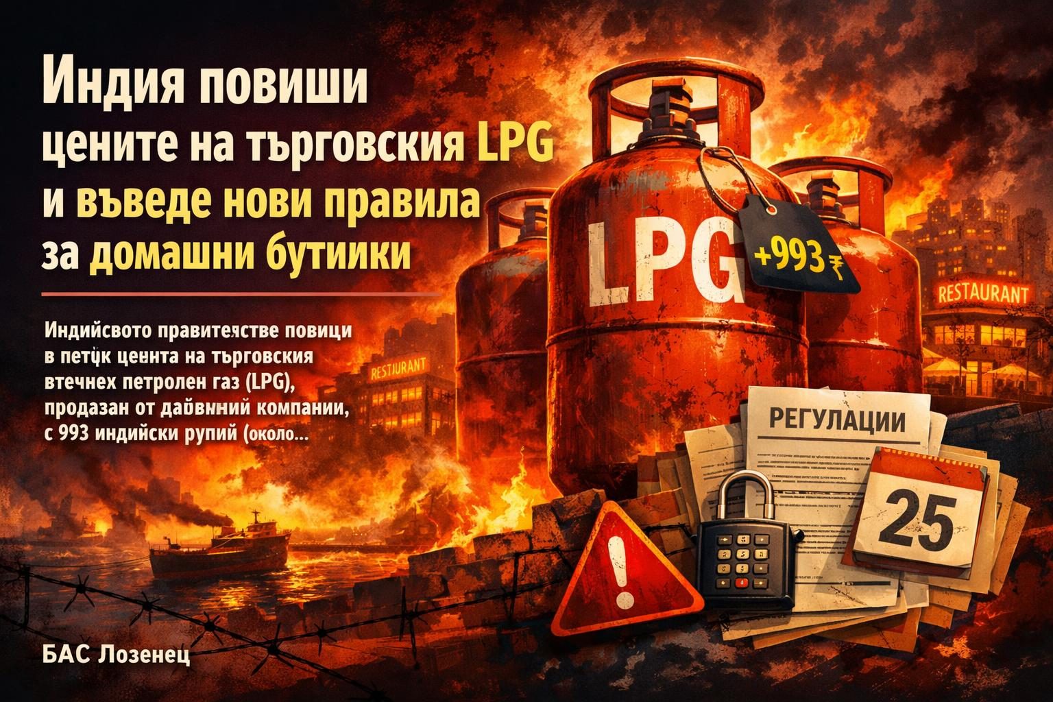 Индия повиши цените на търговския LPG и въведе нови правила за домашни бутилки