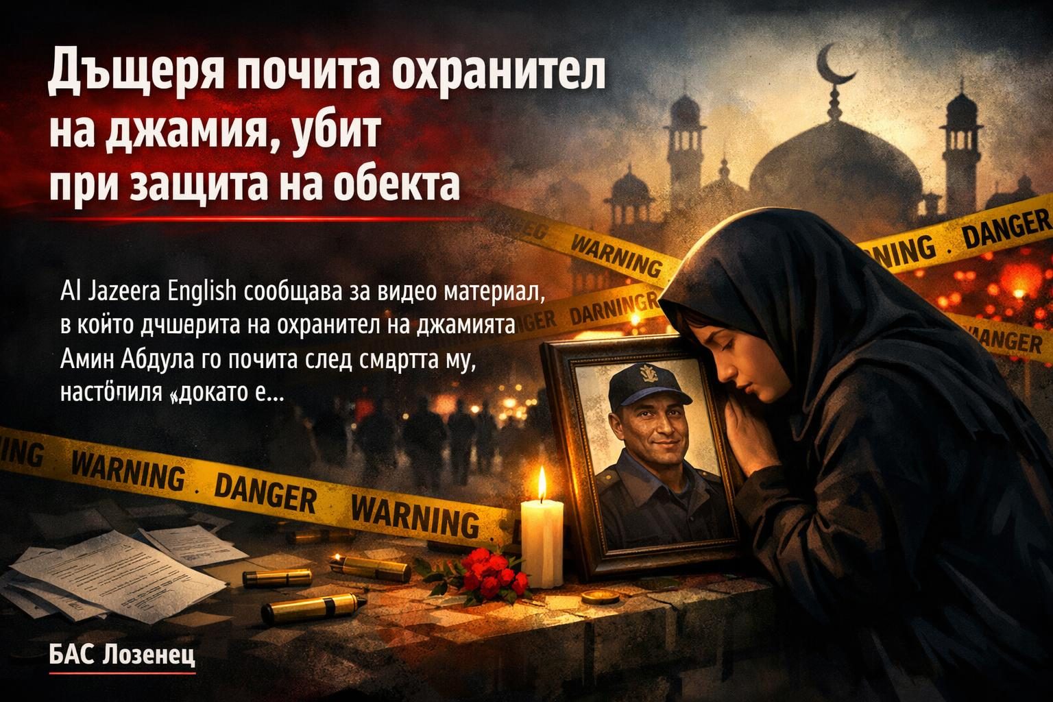 Дъщеря почита охранител на джамия, убит при защита на обекта