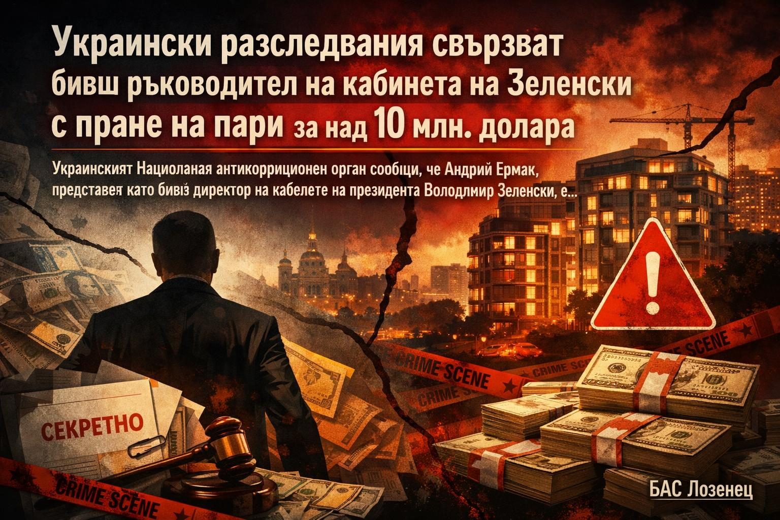 Украински разследвания свързват бивш ръководител на кабинета на Зеленски с пране на пари за над 10 млн. долара