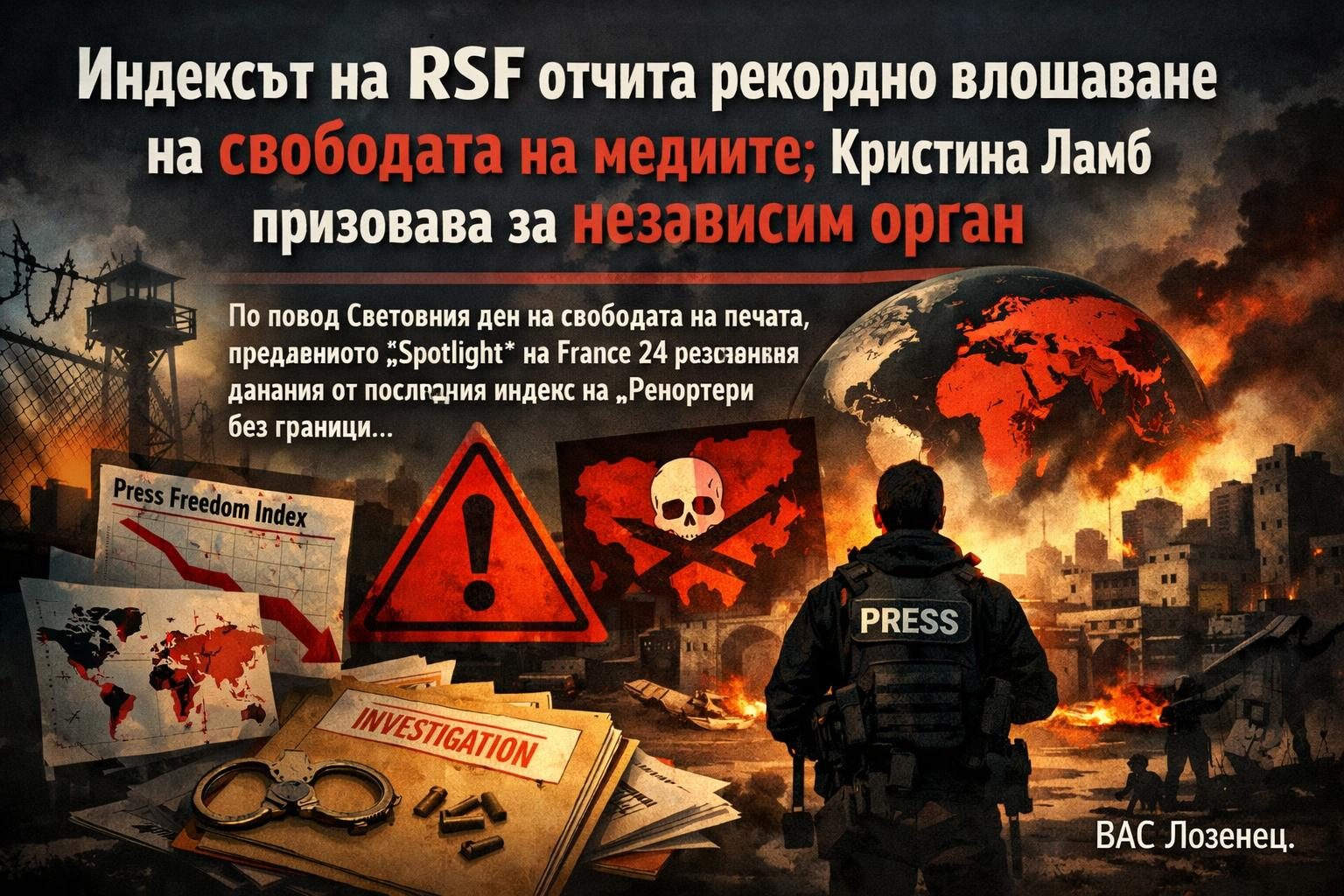 Индексът на RSF отчита рекордно влошаване на свободата на медиите; Кристина Ламб призовава за независим орган