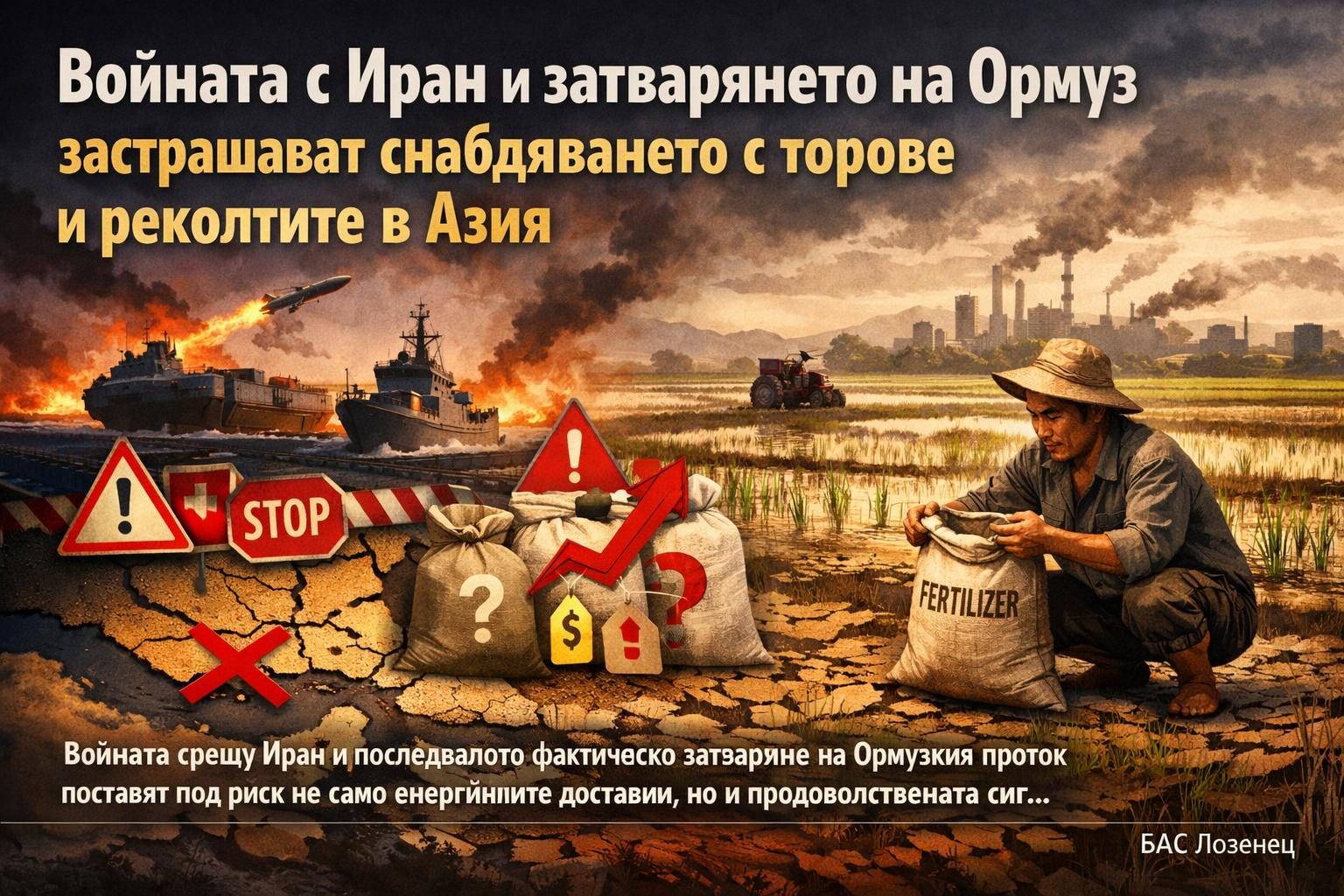 Войната с Иран и затварянето на Ормуз застрашават снабдяването с торове и реколтите в Азия