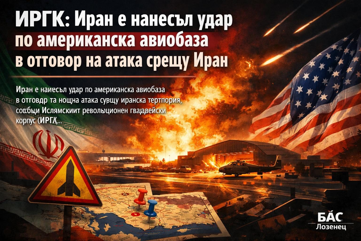 ИРГК: Иран е нанесъл удар по американска авиобаза в отговор на атака срещу Иран