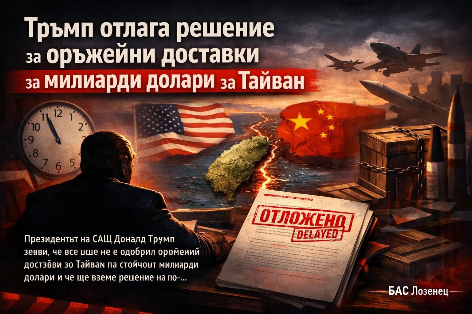 Тръмп отлага решение за оръжейни доставки за милиарди долари за Тайван