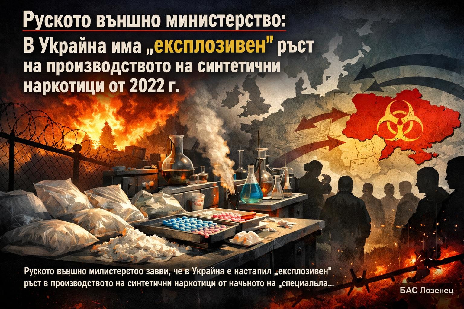 Руското външно министерство: В Украйна има „експлозивен“ ръст на производството на синтетични наркотици от 2022 г.