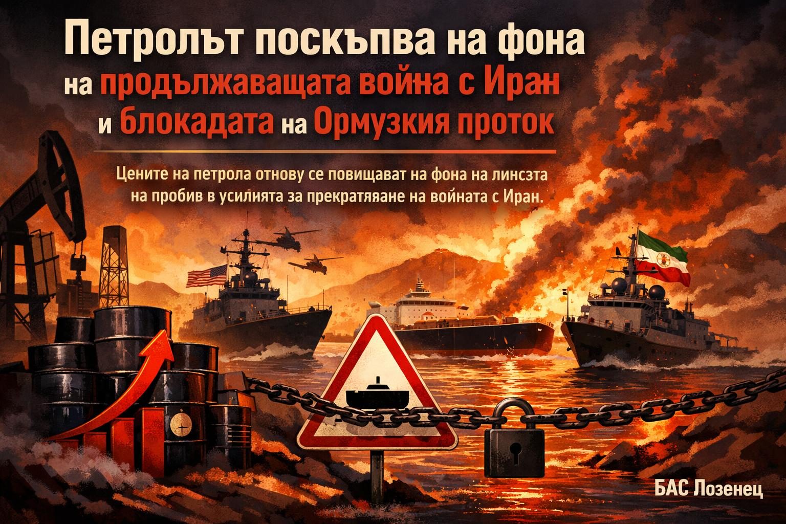 Петролът поскъпва на фона на продължаващата война с Иран и блокадата на Ормузкия проток