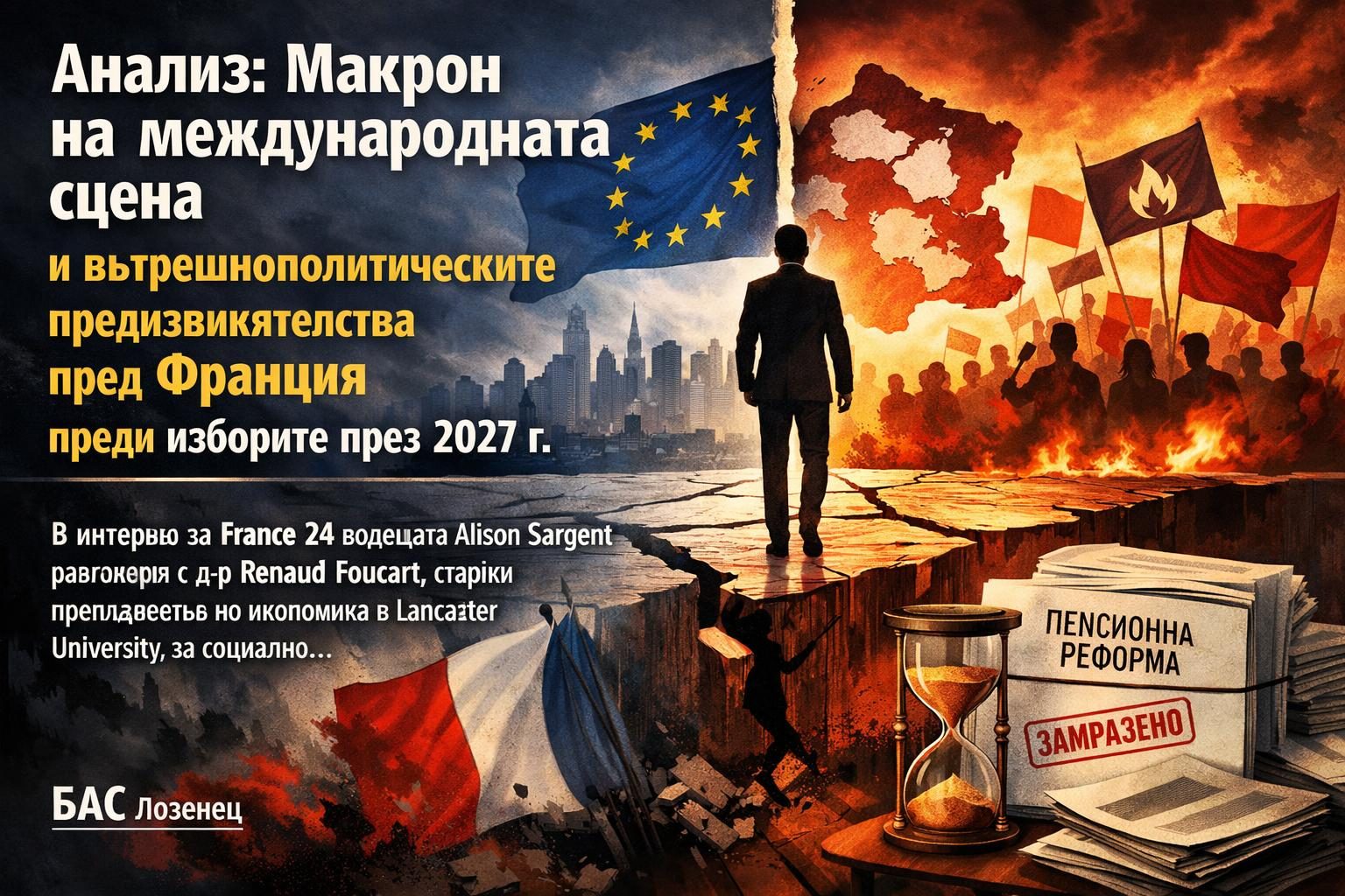 Анализ: Макрон на международната сцена и вътрешнополитическите предизвикателства пред Франция преди изборите през 2027 г.