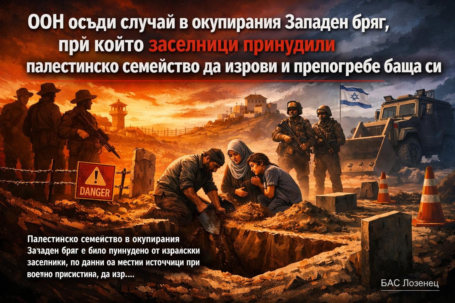 ООН осъди случай в окупирания Западен бряг, при който заселници принудили палестинско семейство да изрови и препогребе баща си