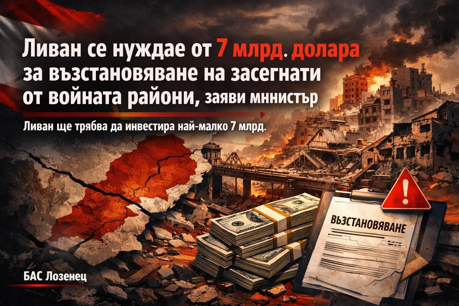Ливан се нуждае от 7 млрд. долара за възстановяване на засегнати от войната райони, заяви министър