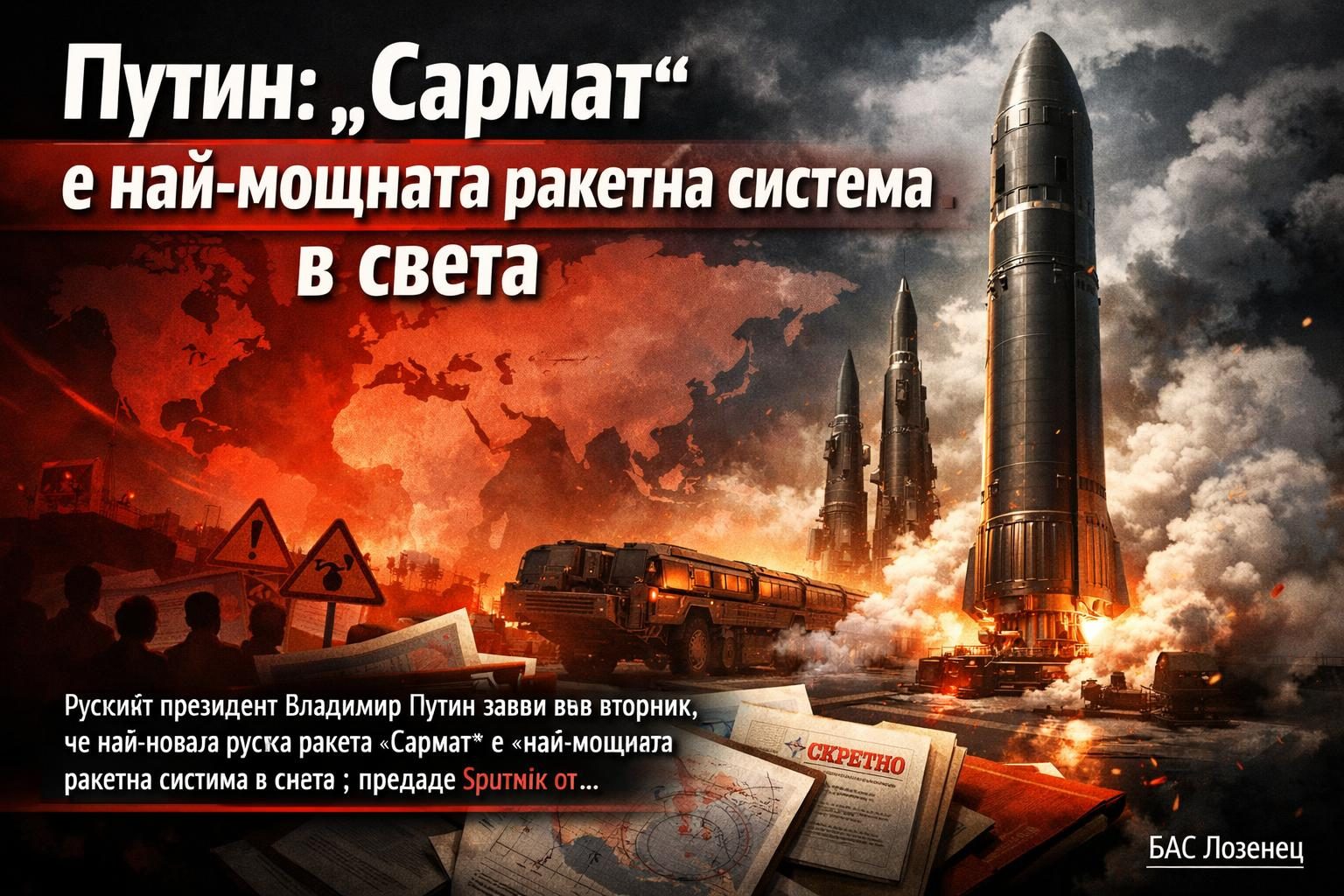 Путин: „Сармат“ е най-мощната ракетна система в света